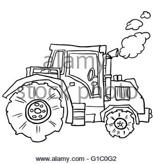 300x320 Farm Tractor Sketch. Hand Drawn Vector Illustration Stock Vector