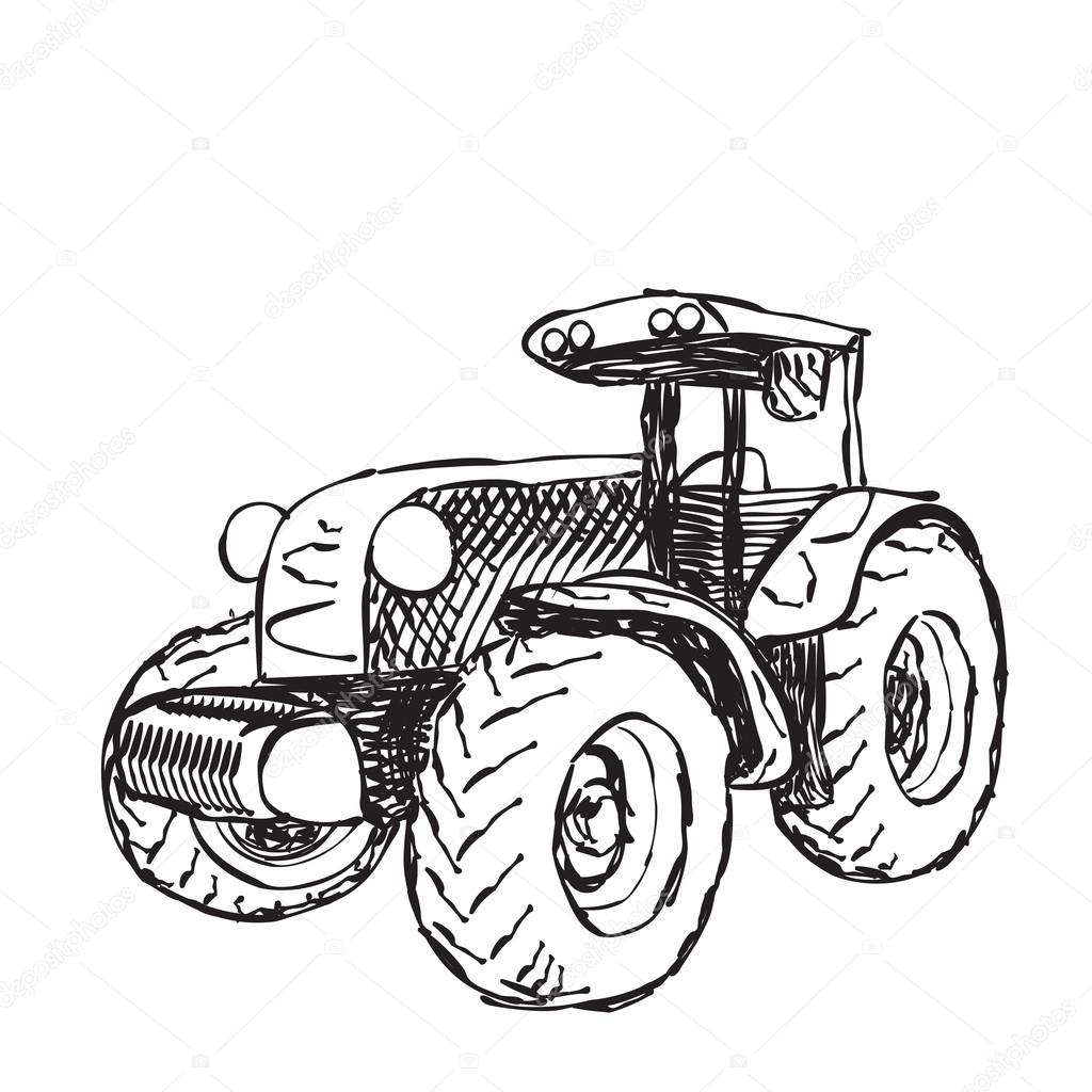 1024x1024 Tractor Sketch Stock Vector Yuliia25