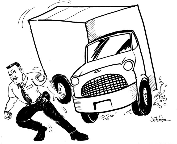 750x608 Taking Requests A Cop Dodging A Big Tractor Trailer