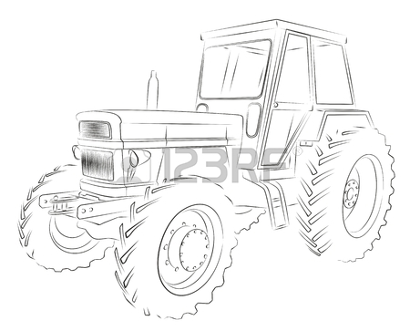 450x363 Tractor Sketch Royalty Free Cliparts, Vectors, And Stock