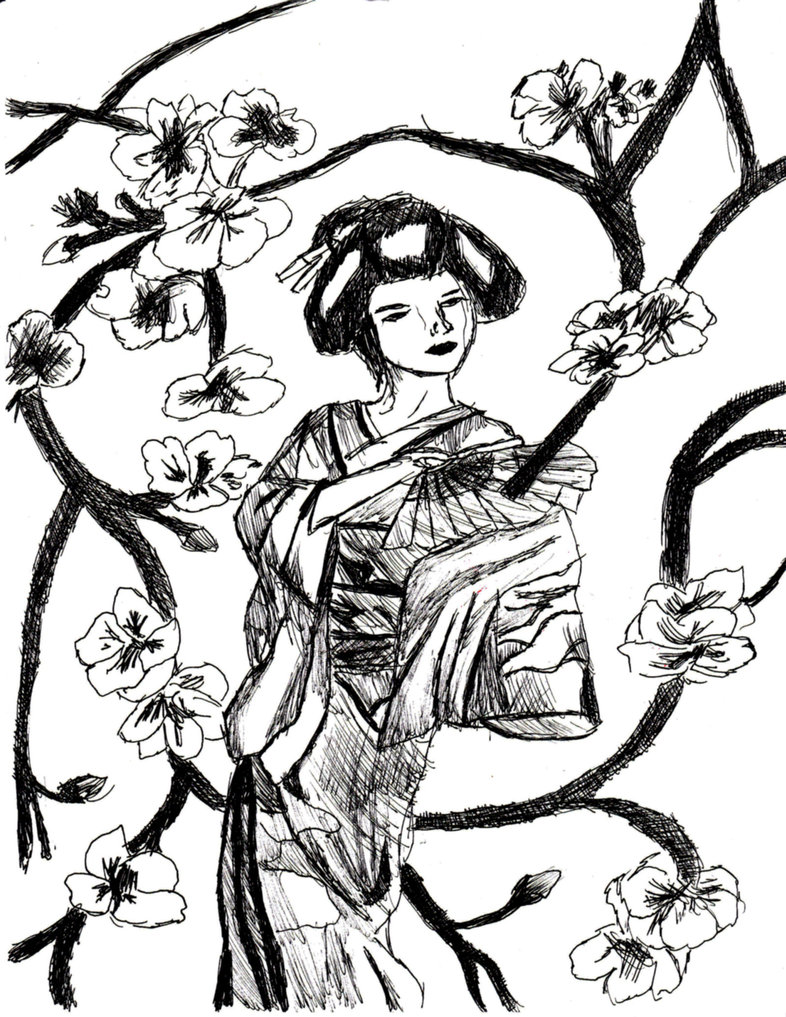 786x1017 Geisha Drawing By Kleidausrosen