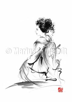 236x334 Geisha Drawing Watercolor Illustration Japanese Home By Samuraiart