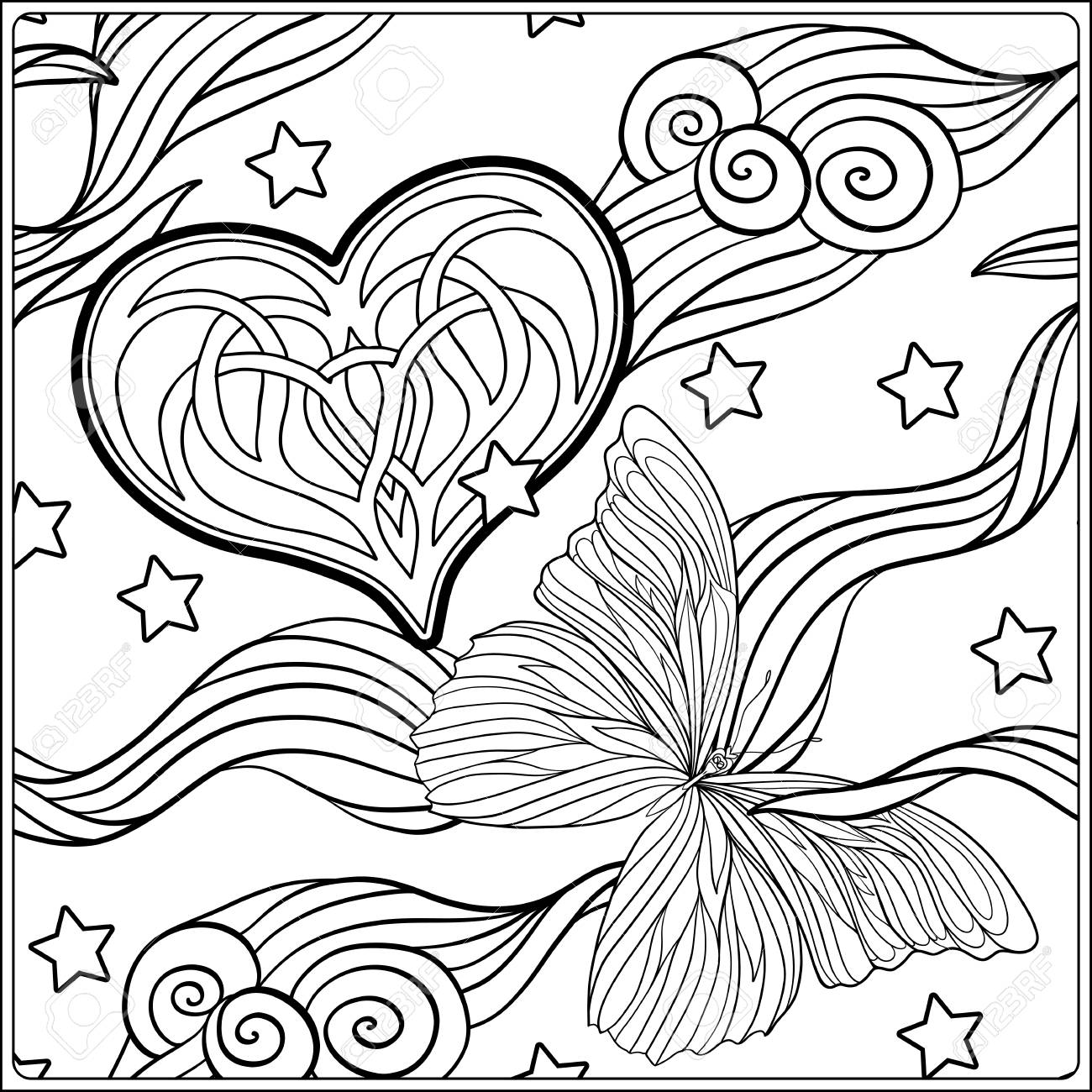 1300x1300 Pattern With Traditional Japanese Motifs, Butterflies And Love