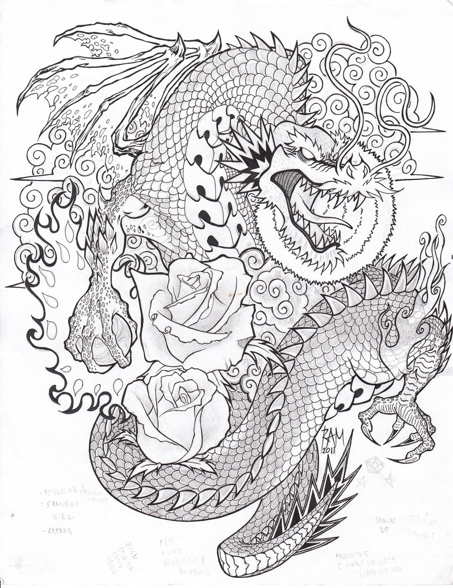 900x1167 Dragon Tattoo Sketch By On @
