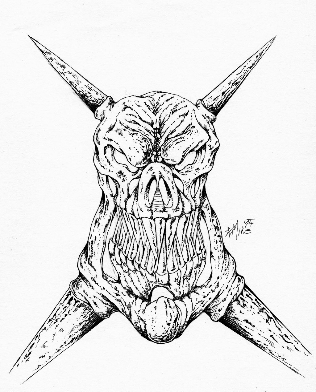 1024x1273 Horned Reaper Traditional Ink. By Zlmike