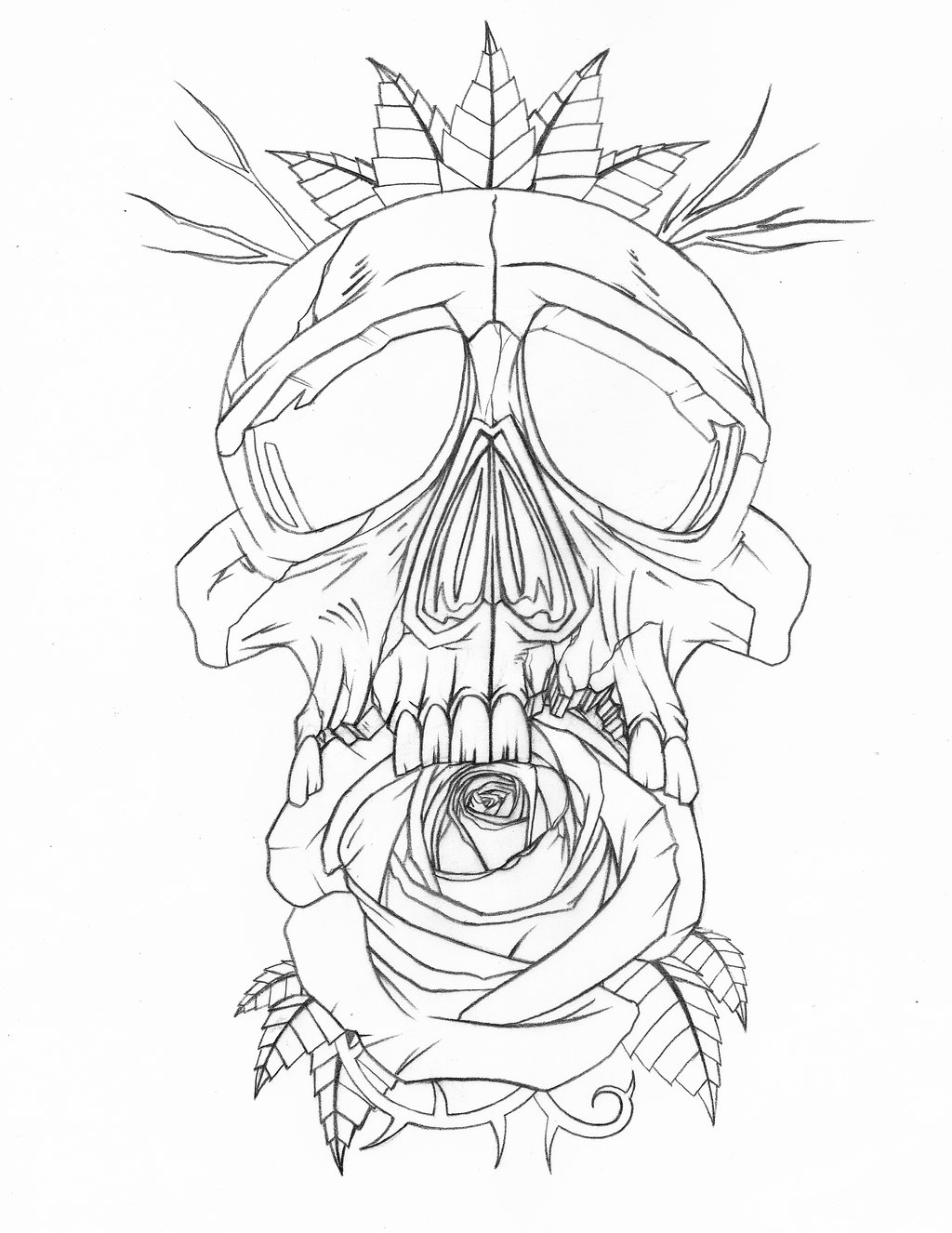 1024x1326 Skullrose Tattoo By Johnvichlenski