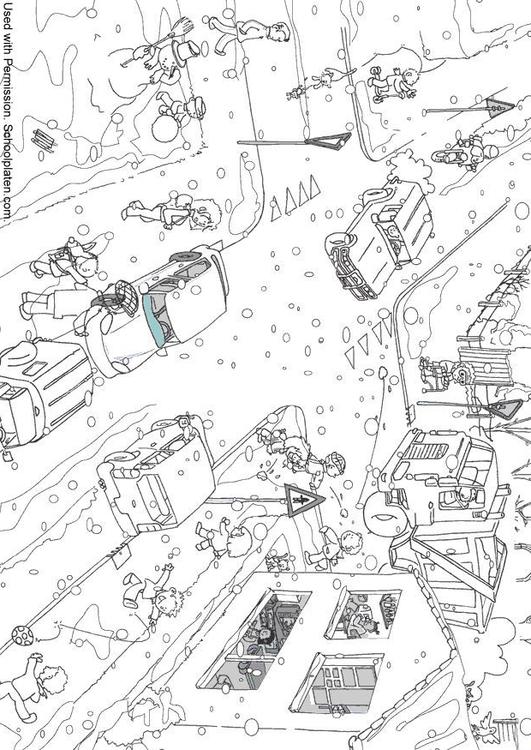 531x750 Coloring Page Winter Traffic