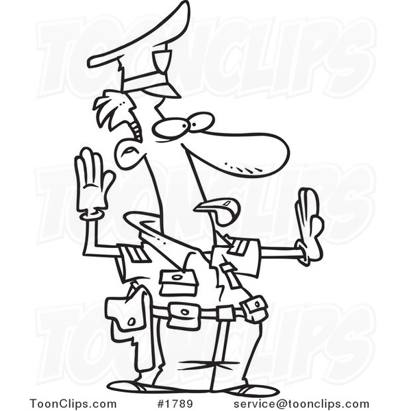 581x600 Cartoon Black And White Line Drawing Of A Police Officer