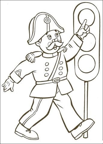 343x480 Mr Plod, The Toytown Policeman And The Traffic Lights Coloring