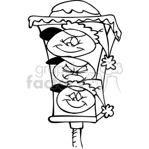 300x300 Royalty Free Black White Traffic Lights Wearing Santa Hat 387933