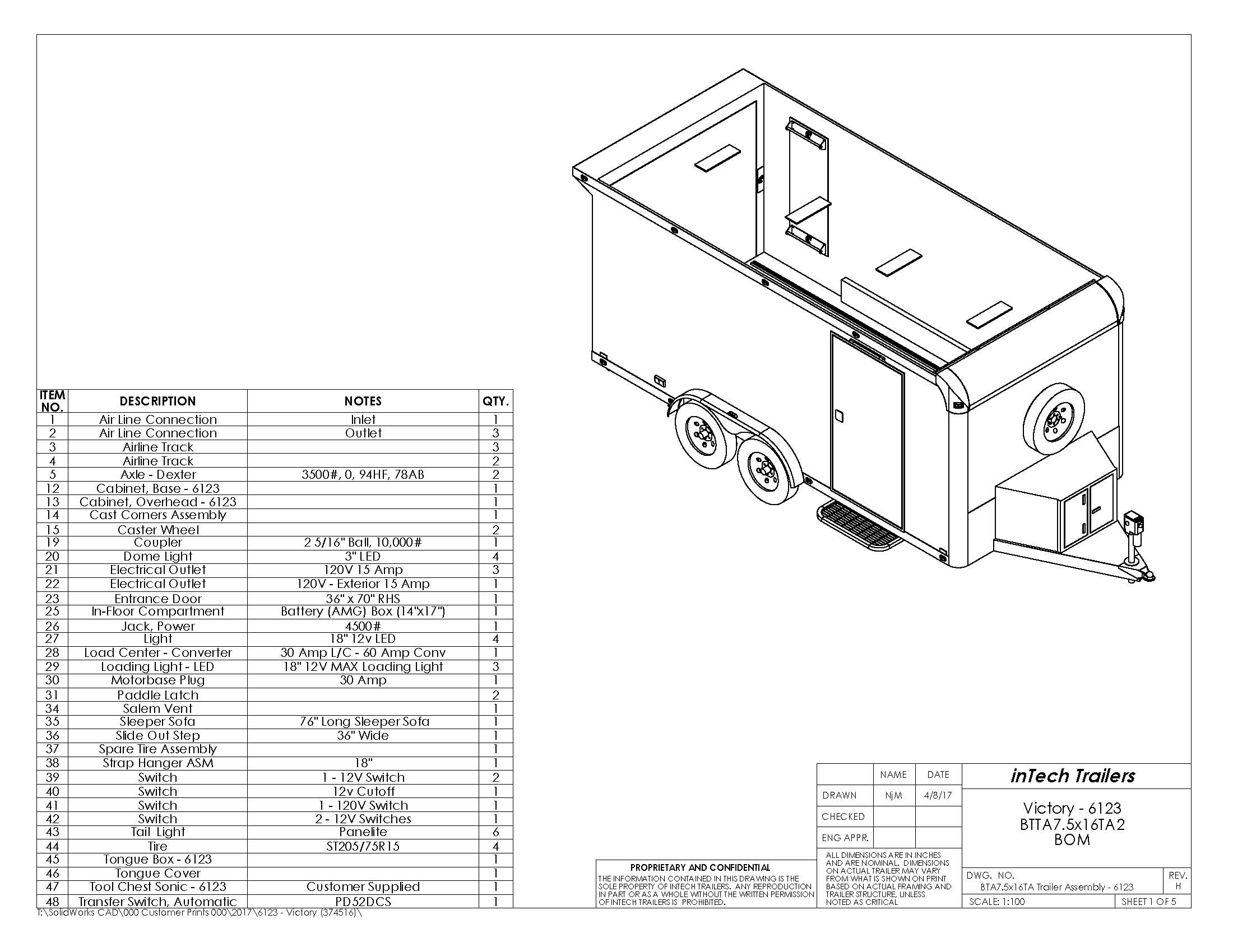 2200x1700 Intech 7.5'X16' Motorcycle Trailer