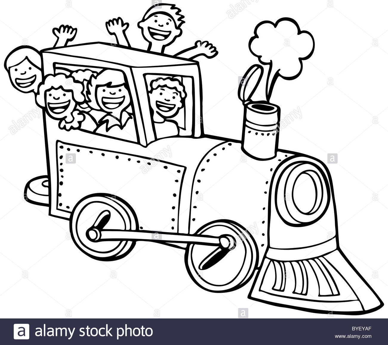 1300x1156 Group Of Children Having Fun Riding In A Train