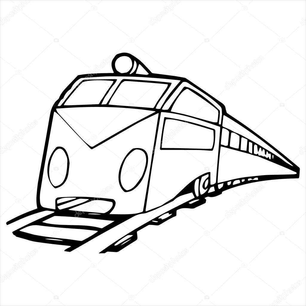 1024x1024 Modern Train Cartoon Illustration Isolated On White Stock Vector