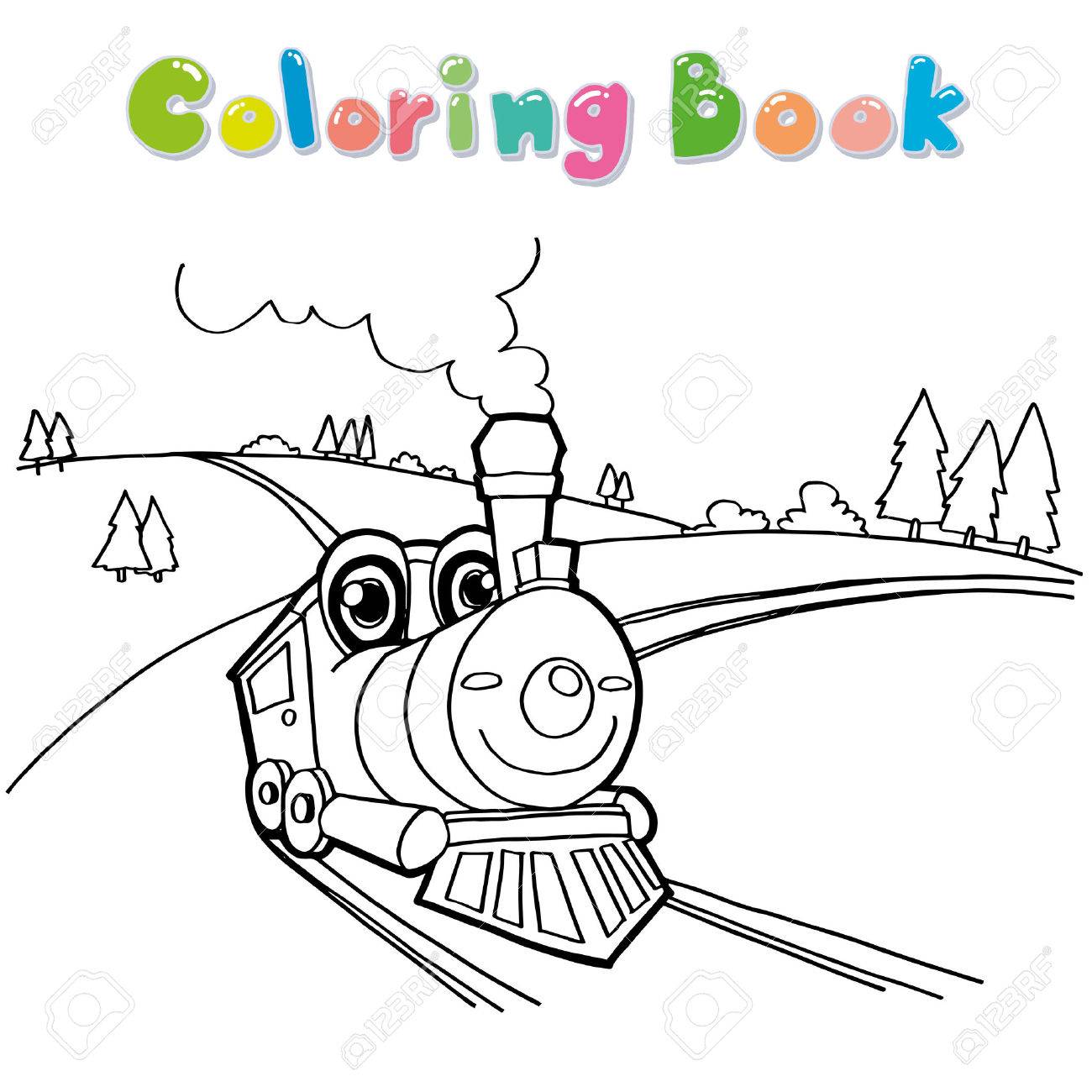 1300x1300 Train Cartoon Coloring Page Vector Royalty Free Cliparts, Vectors
