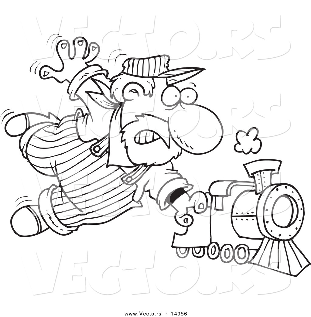 1024x1044 Vector Of A Cartoon Locomotive Engineer Holding Onto A Fast Steam
