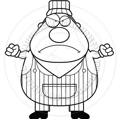 460x460 Train Conductor Mad (Black And White Line Art) By Cory Thoman