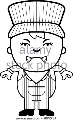 284x470 A Cartoon Illustration Of A Boy Train Conductor Standing