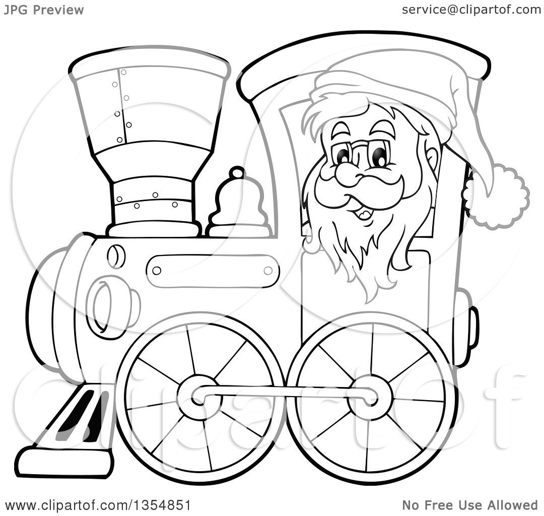 1080x1024 Outline Clipart Of A Cartoon Black And White Christmas Santa Claus