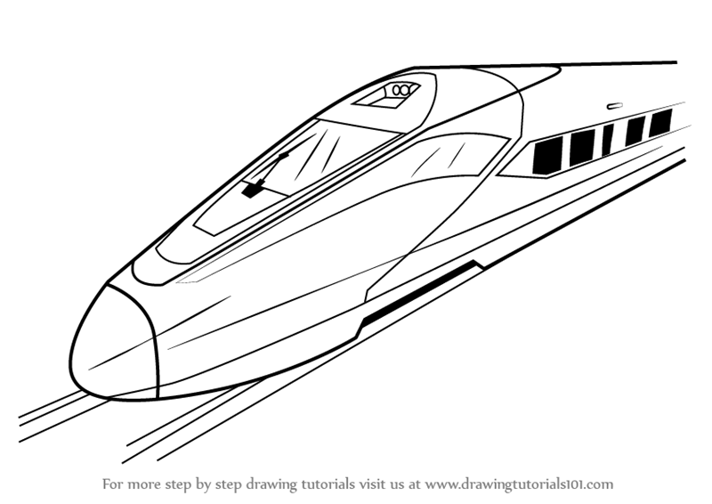 800x566 Learn How To Draw A High Speed Electric Train (Trains) Step By