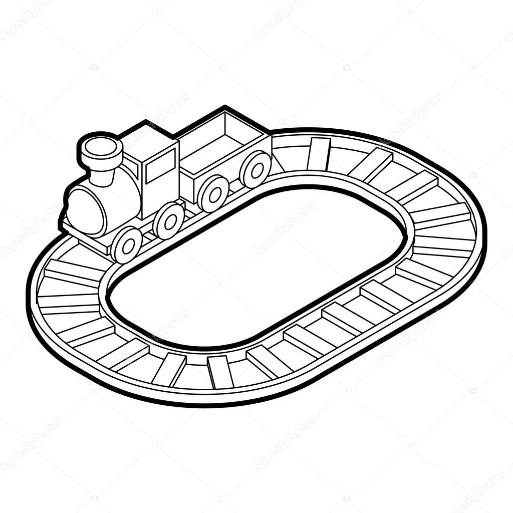 1024x1024 Toy Train Icon, Outline Style Stock Vector Ylivdesign