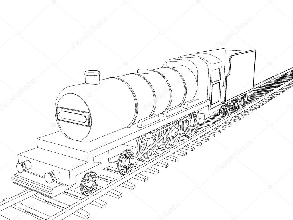 1024x768 Train Outline Vector Stock Vector Zozu