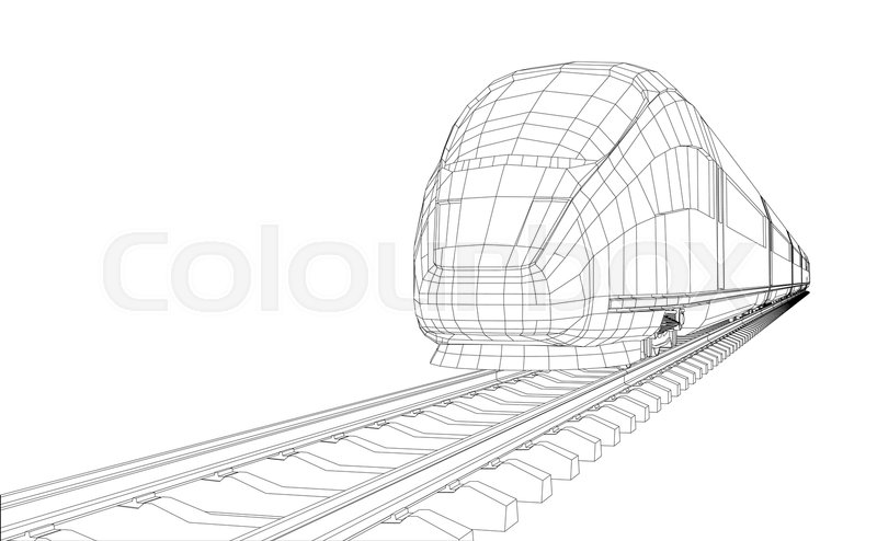 800x494 Train Outline Vector. Vector Rendering Of 3d. Wire Frame Style