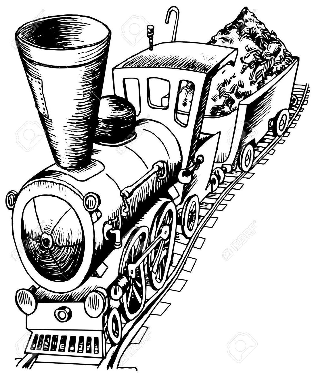 1092x1300 Unique Heavy Railroad Engine Stock Vector Train Cartoon Steam Drawing