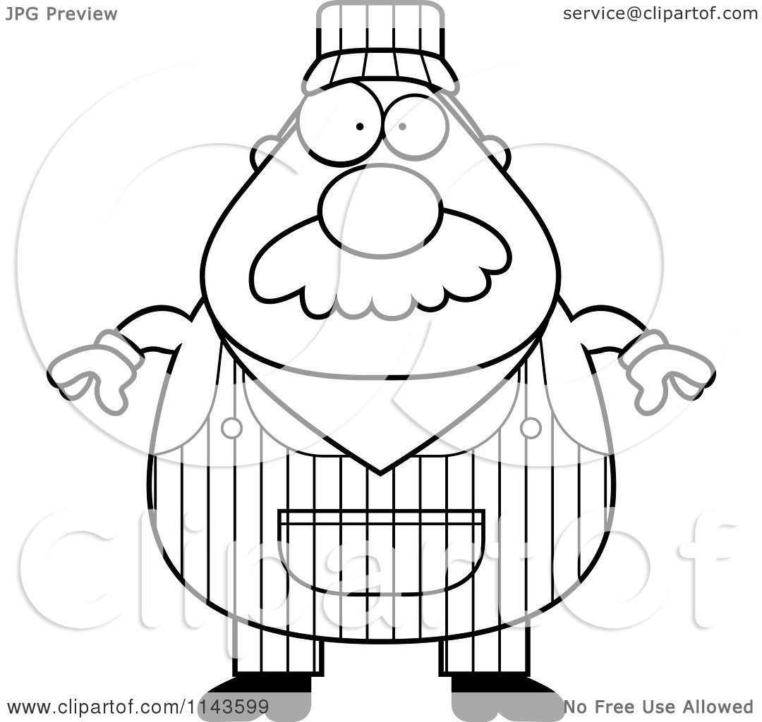 1080x1024 Cartoon Clipart Of A Black And White Train Engineer