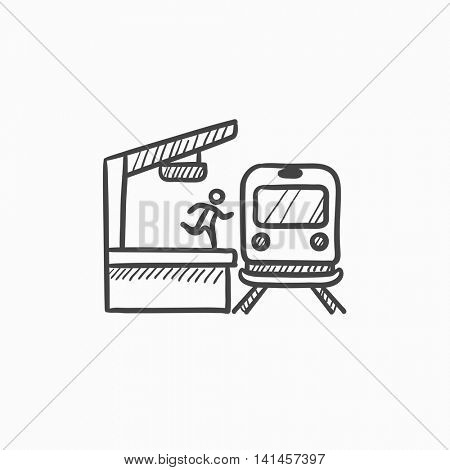 450x470 Man Running Along Train Station Vector Amp Photo Bigstock