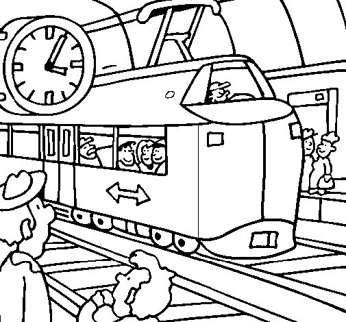 505x470 Railway Station Coloring Page