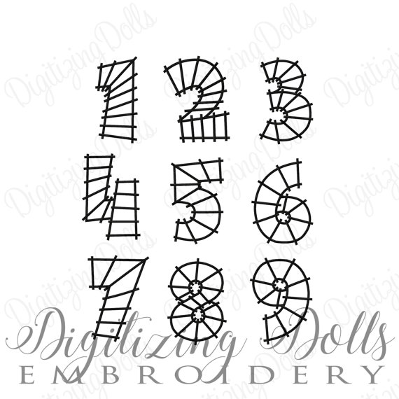 570x570 Train Track Number Set Machine Embroidery Design Numbers 0 9