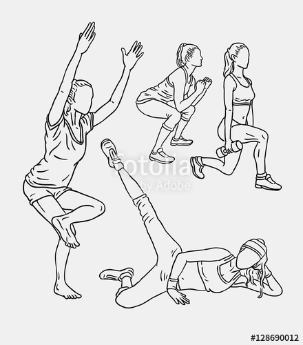 440x500 Fitness Training Sport Line Art Drawing Style. Good Use For Symbol