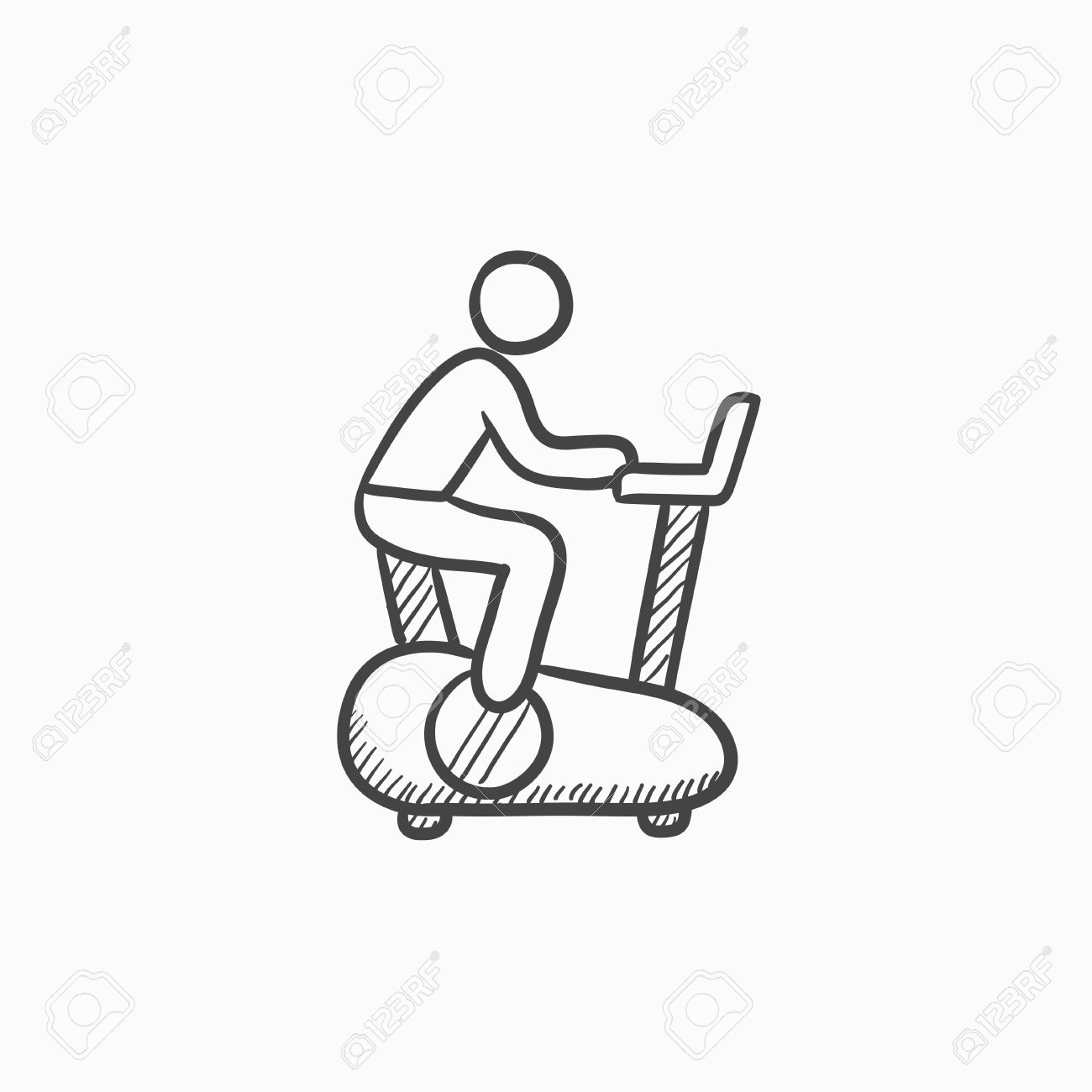 1300x1300 Man Training Exercise Bike Vector Sketch Icon Isolated