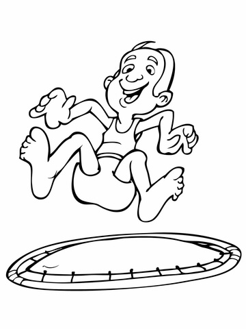 360x480 Funny Jumping On Trampoline Coloring Page Free Printable