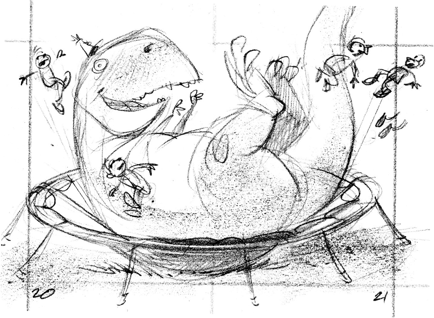 1442x1055 T Rex On A Trampoline John Manders