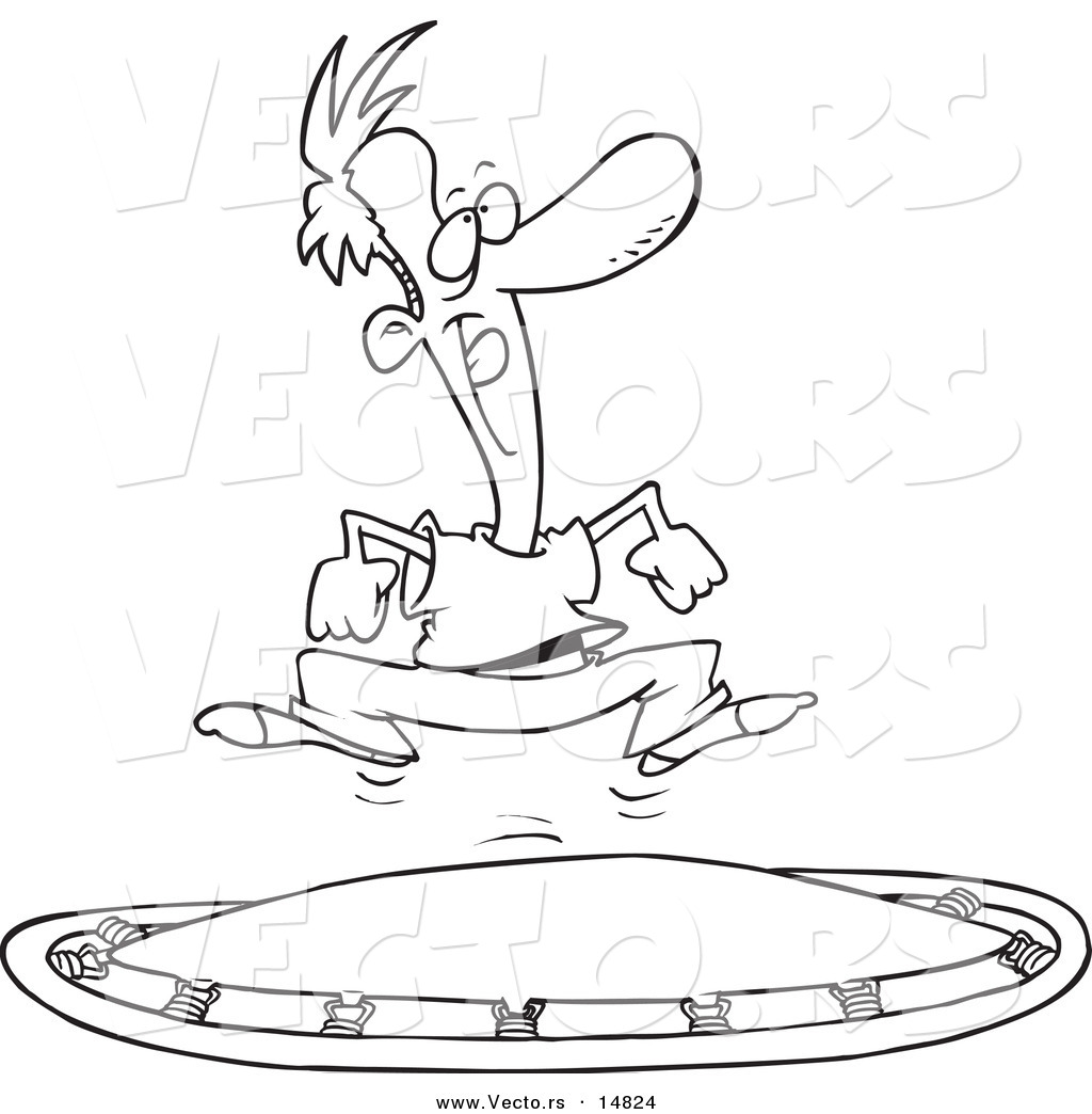 1024x1044 Vector Of A Cartoon Man Jumping On A Trampoline