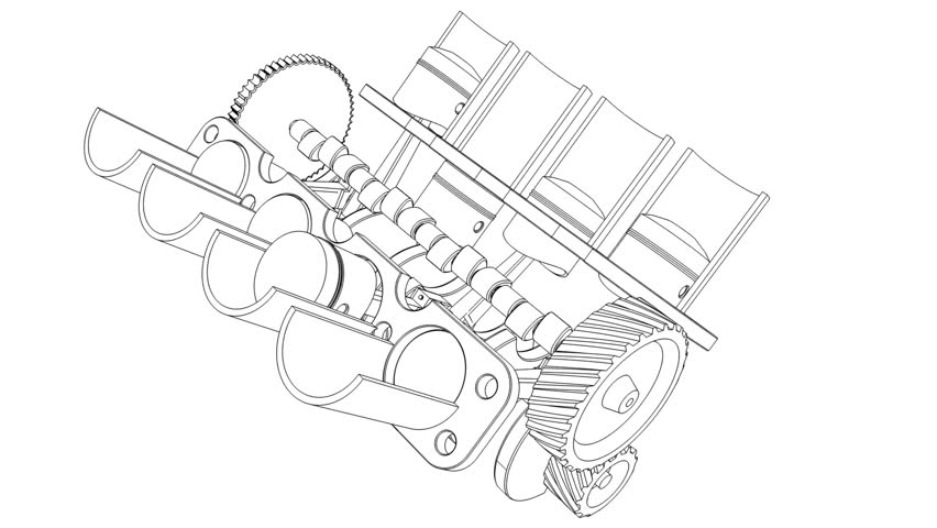 852x480 Train Transition Concept. A Train Is Drawn On A Blueprint Then