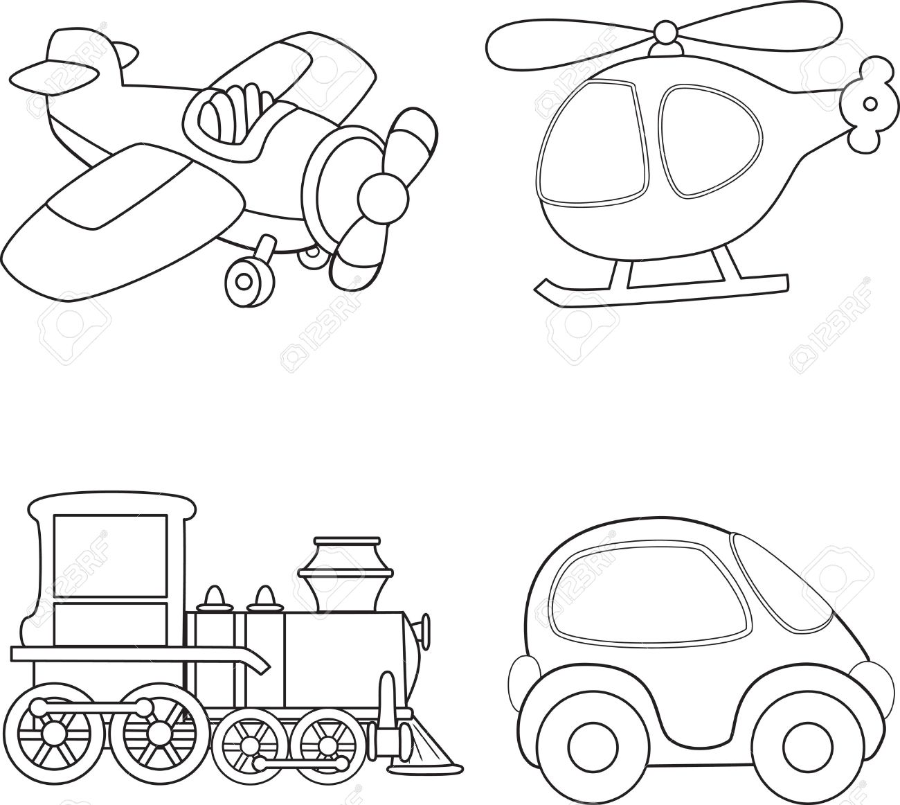 1300x1162 Cartoon Transport. Coloring Book. Royalty Free Cliparts, Vectors