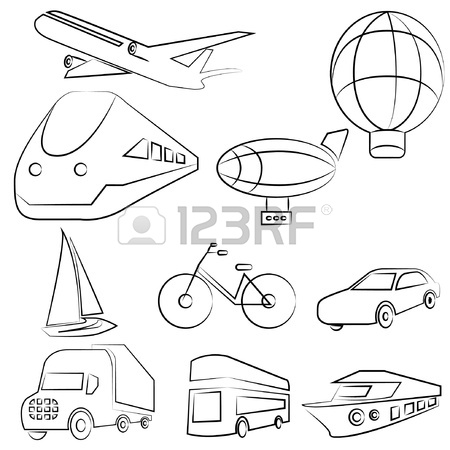 450x450 Transportation Drawing Line Set Royalty Free Cliparts, Vectors
