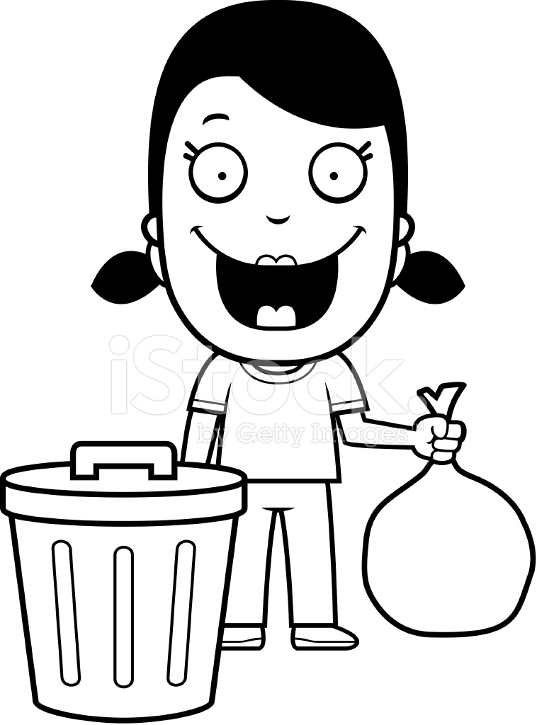758x1024 Cartoon Girl Trash Stock Vector