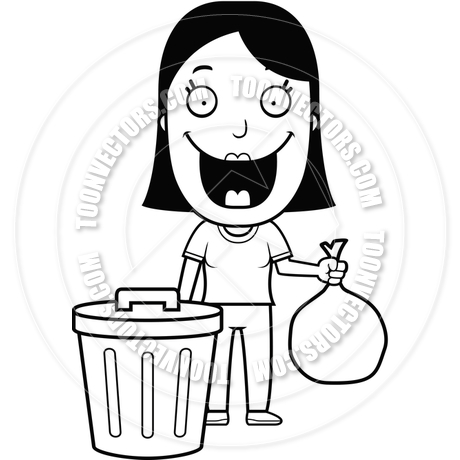 460x460 Cartoon Woman Trash (Black And White Line Art) By Cory Thoman