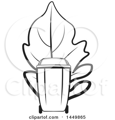 450x470 Clipart Graphic Of Blacknd White Yard Debris Trash Bin