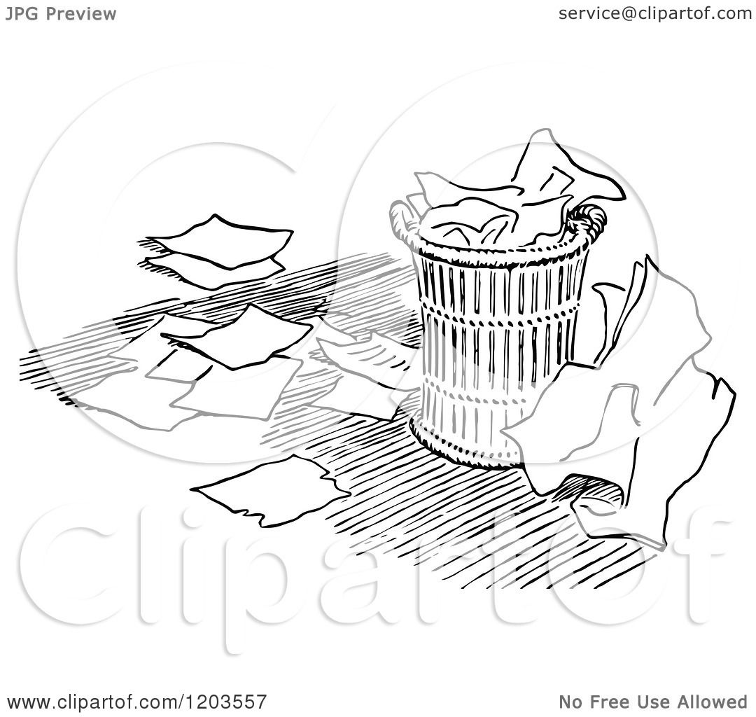 1080x1024 Cartoon Of A Vintage Black And White Over Flowing Trash Can