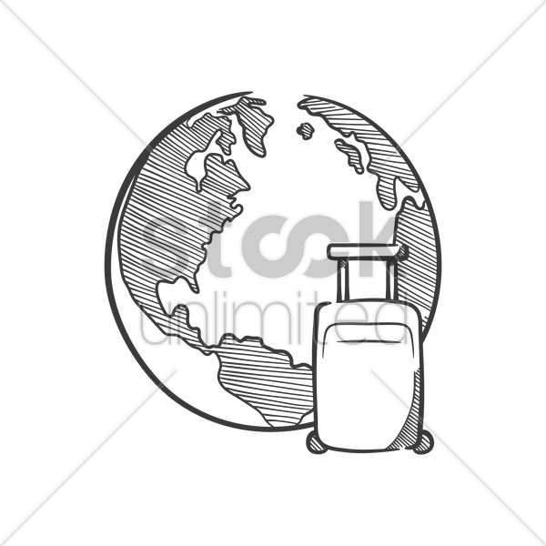 600x600 Globe And Travel Bag Vector Image