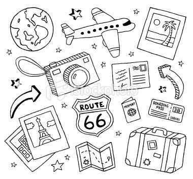 380x353 A Collection Of Travel Themed Doodles. Art Illustrations