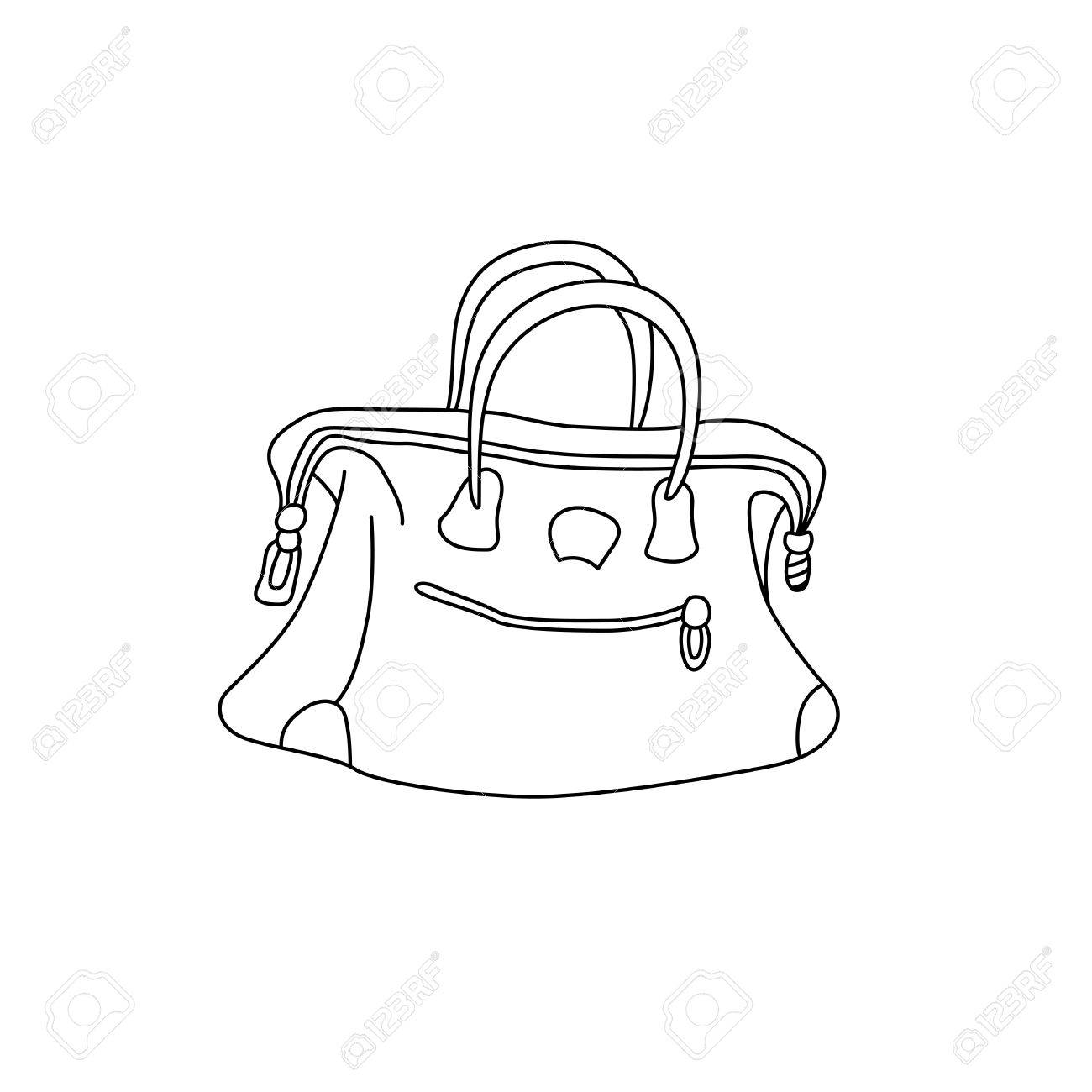 1300x1300 Vector Illustration Of Travel Bag. Hand Drawing Sketch Suitcase