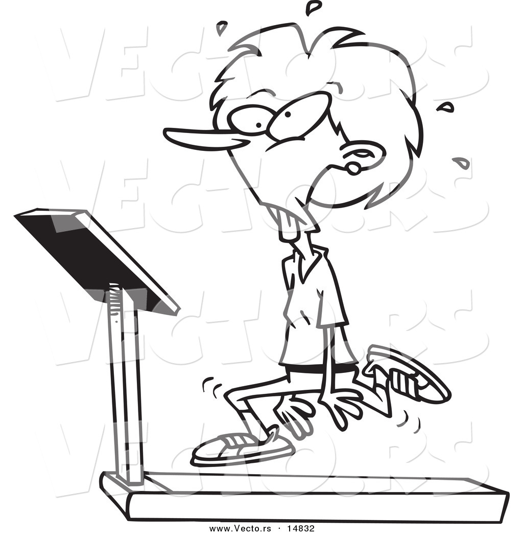 1024x1044 Vector Of A Cartoon Woman Jogging On A Treadmill