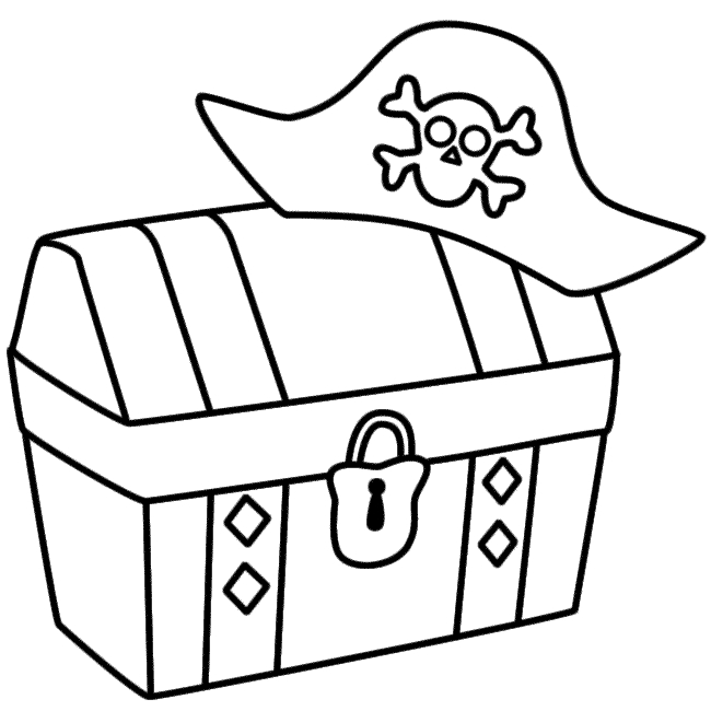 650x650 Treasure Chest With Pirate Hat Coloring Page Pirates On Treasure