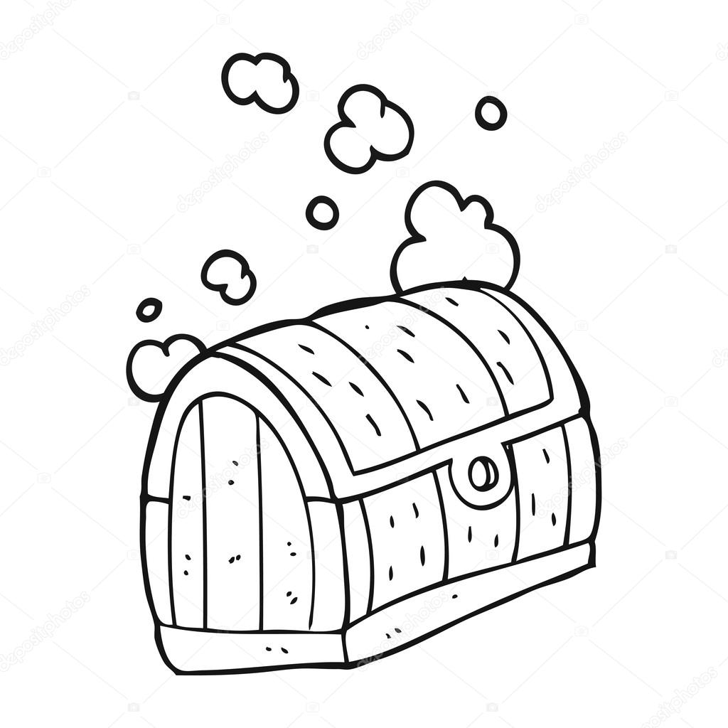 1024x1024 Black And White Cartoon Treasure Chest Stock Vector