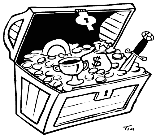 504x449 Treasure Chest Coloring Page